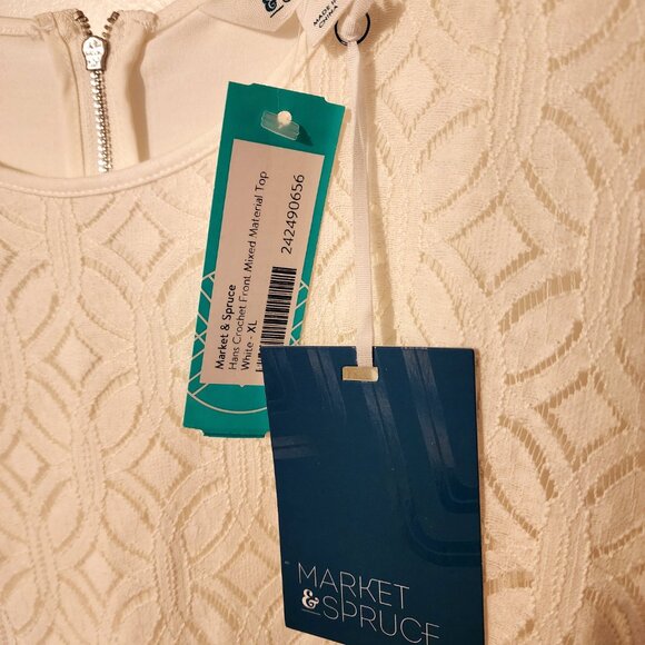 Market & Spruce top - White with a crochet front. Stitch Fix! - Picture 2 of 5